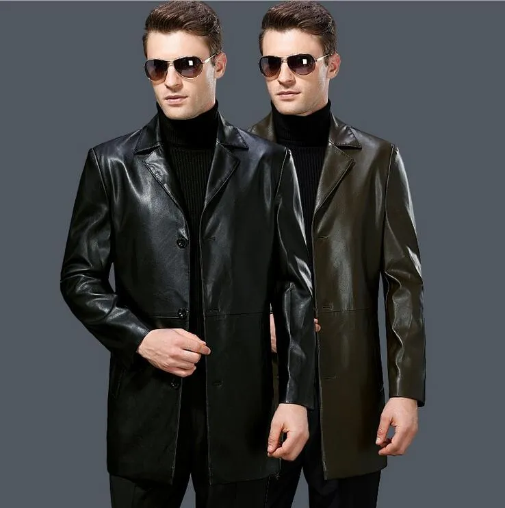 New Men Business Casual plus size Genuine leather jacket