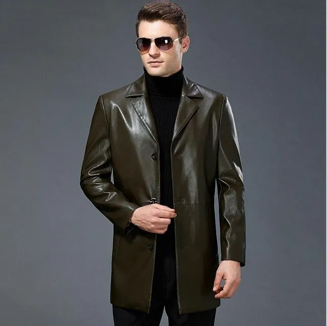 New Men Business Casual plus size Genuine leather jacket