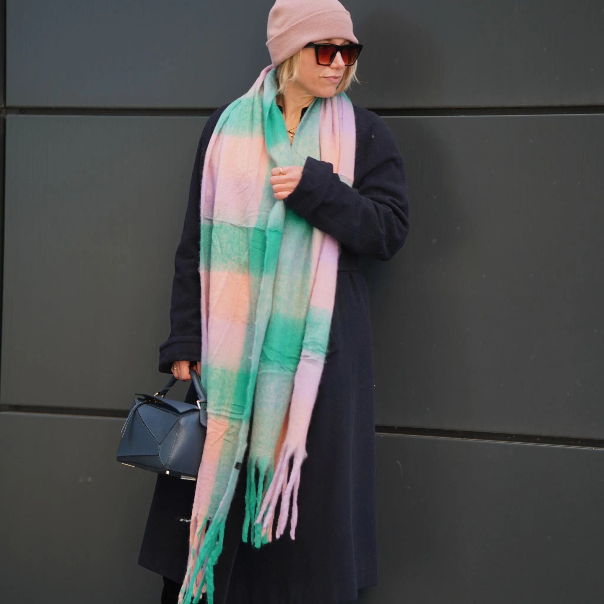 Oversized Checked Blanket Scarf