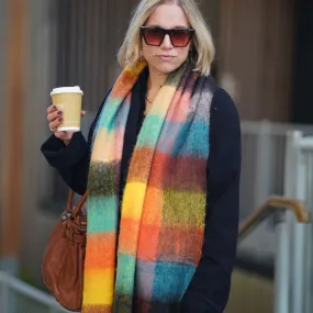 Oversized Checked Blanket Scarf