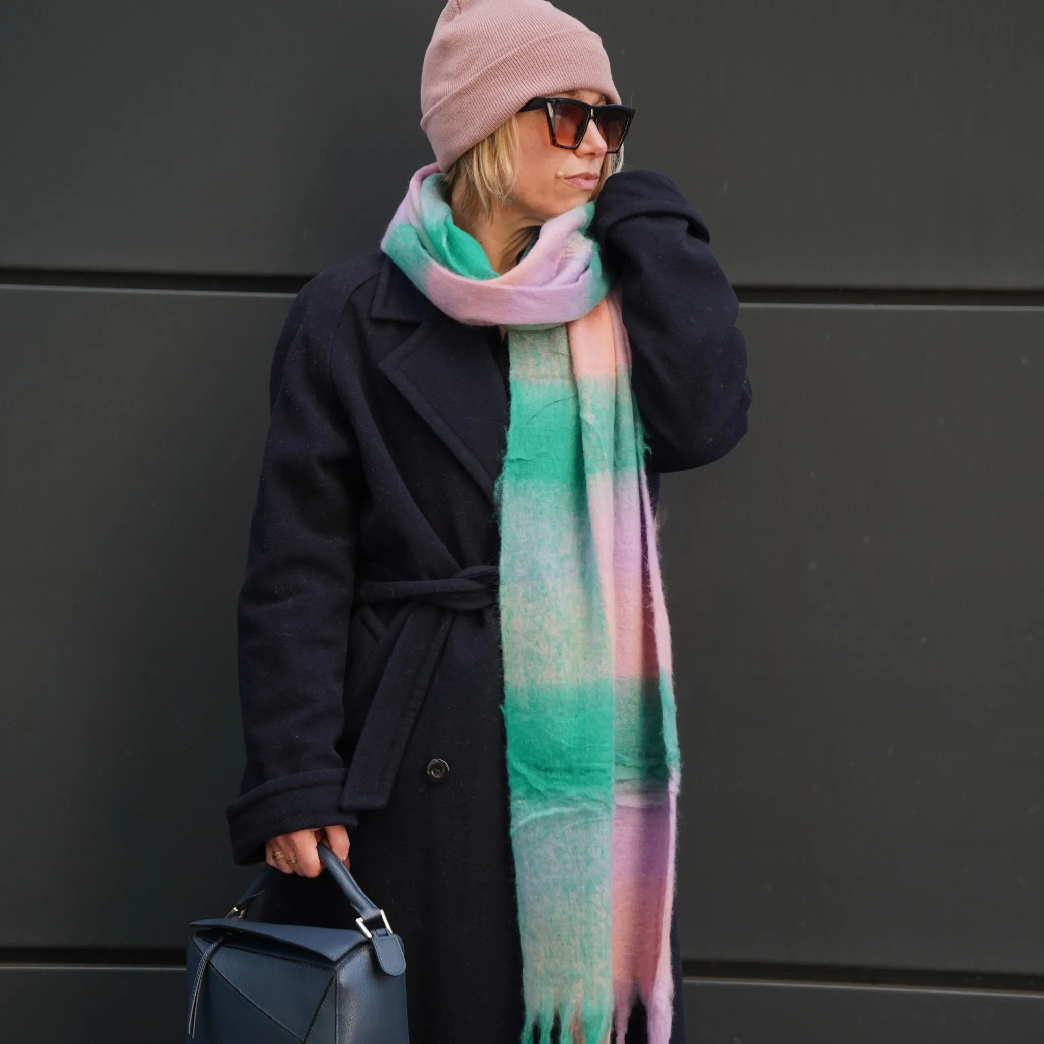 Oversized Checked Blanket Scarf
