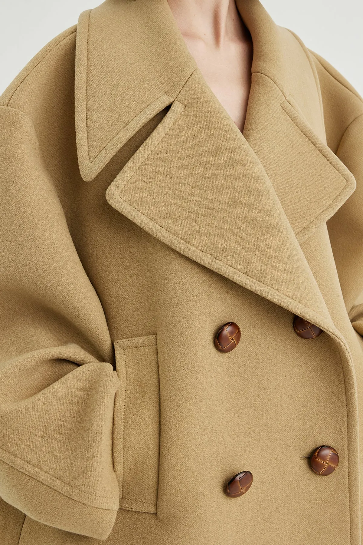 Oversized double-breasted wool pea coat