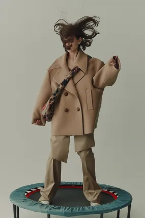 Oversized double-breasted wool pea coat