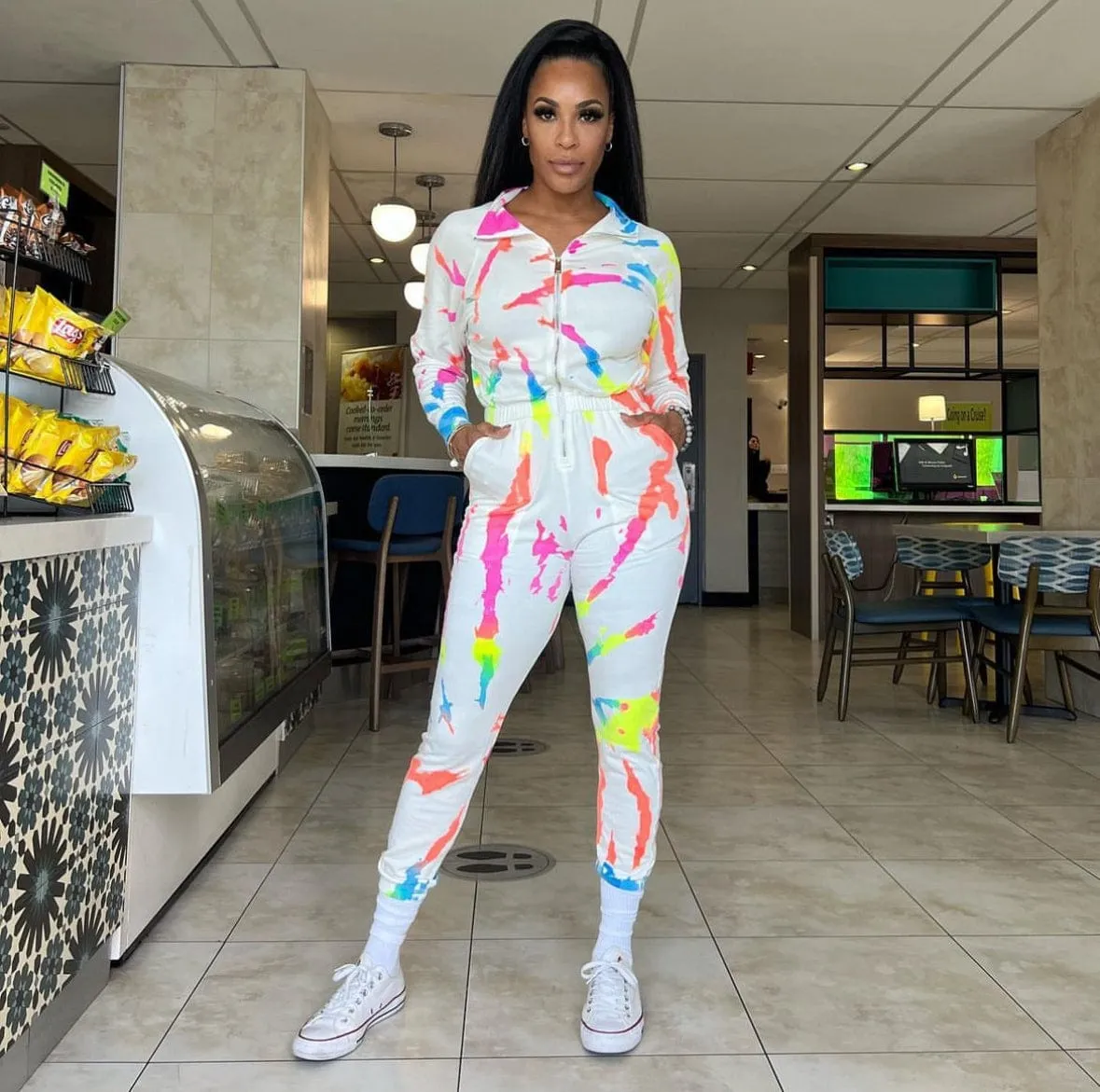 Restore Soft Terry Jumpsuit - Neon Tie Dye