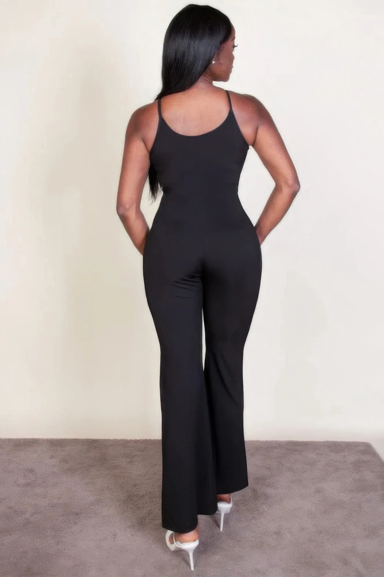 Ribbed Flair Leg Jumpsuit