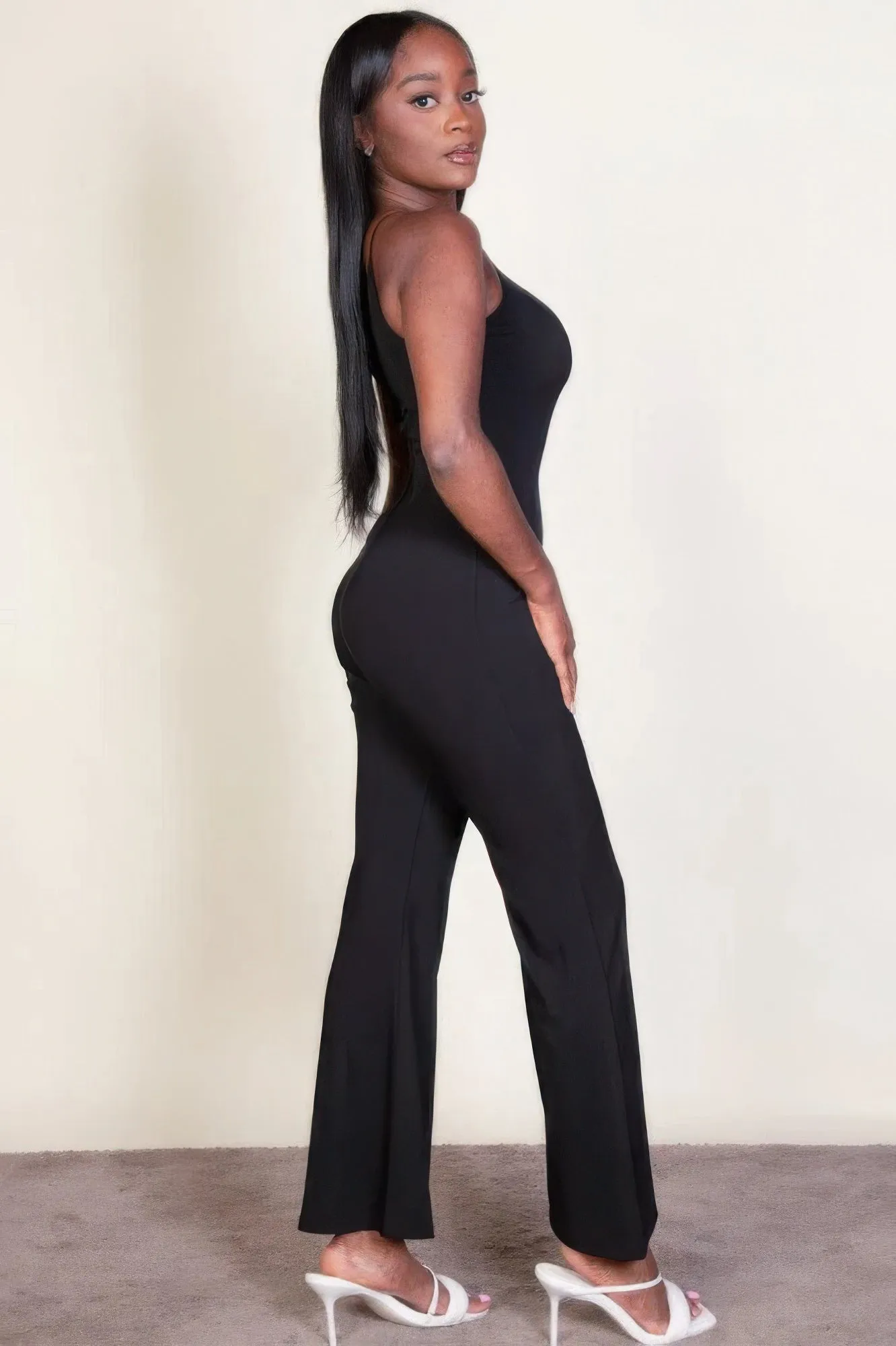 Ribbed Flair Leg Jumpsuit