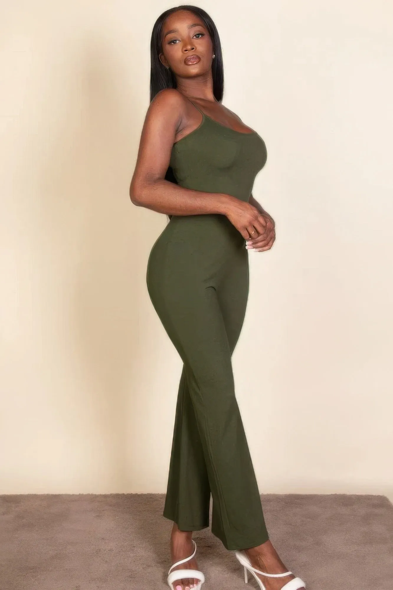 Ribbed Flair Leg Jumpsuit