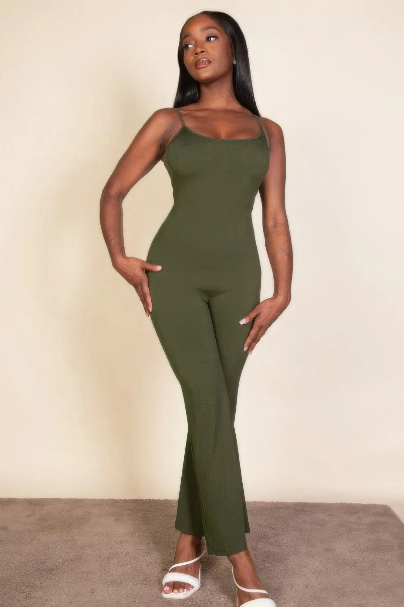 Ribbed Flair Leg Jumpsuit