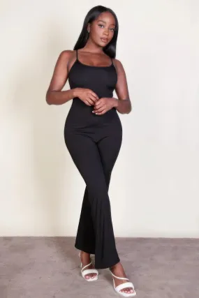 Ribbed Flair Leg Jumpsuit