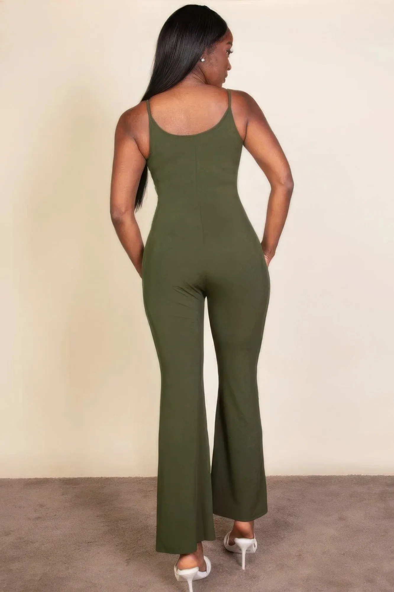 Ribbed Flair Leg Jumpsuit