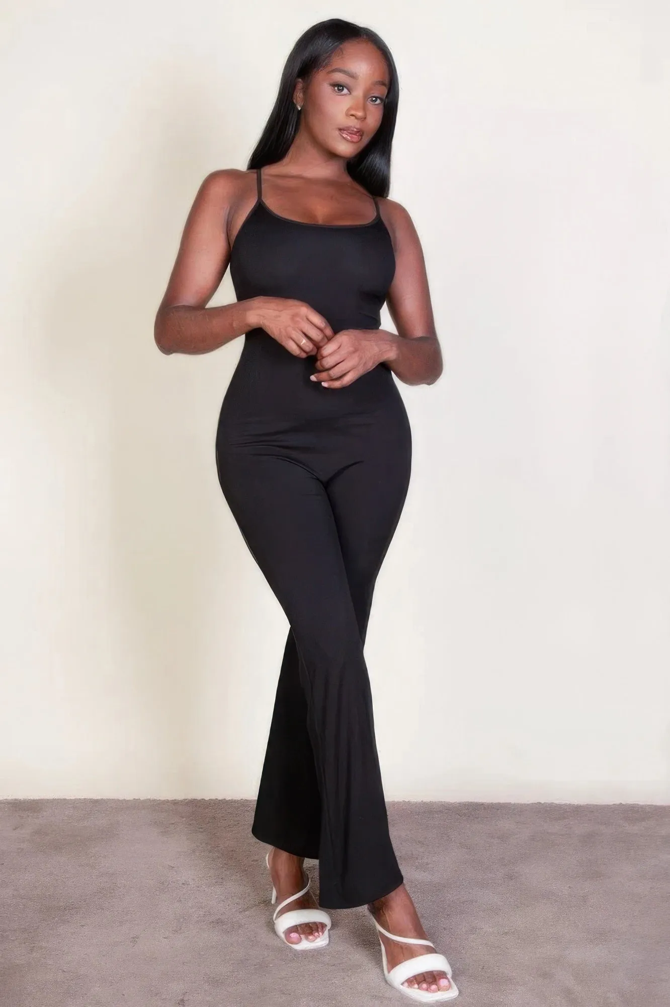 Ribbed Flair Leg Jumpsuit