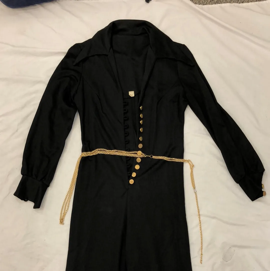 Vintage Black Bell Bottom Flared Jumpsuit