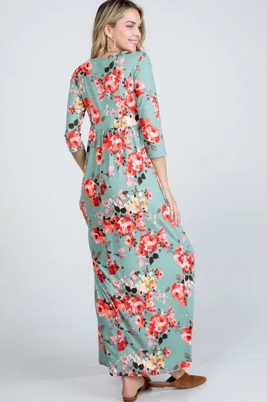 Walk Me Home Sage Floral Dress