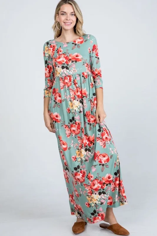 Walk Me Home Sage Floral Dress