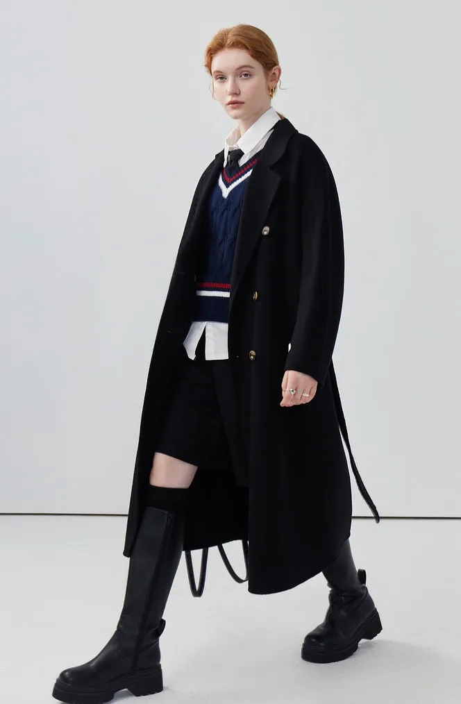 Women long double-sided wool coat cashmere coat autumn coat